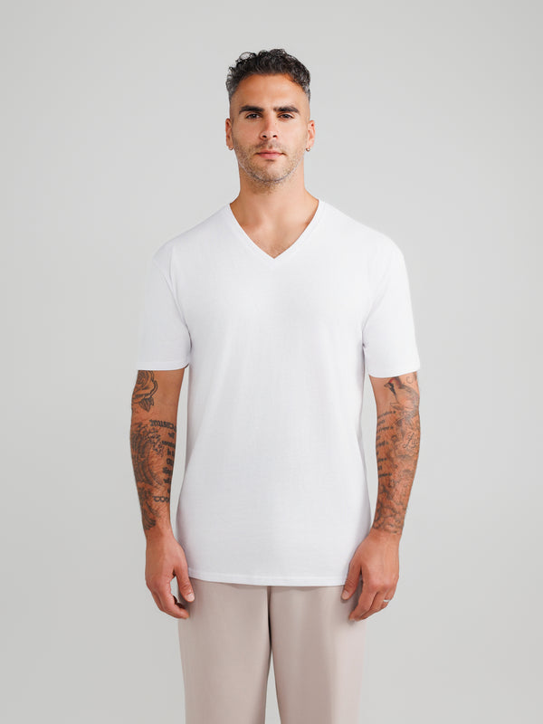 Wit V-Hals T-Shirts