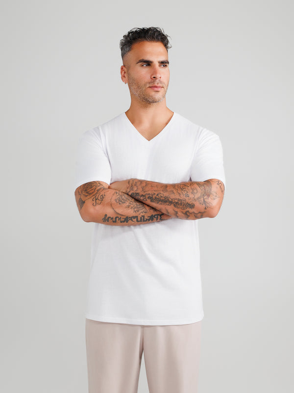 Wit V-Hals T-Shirts