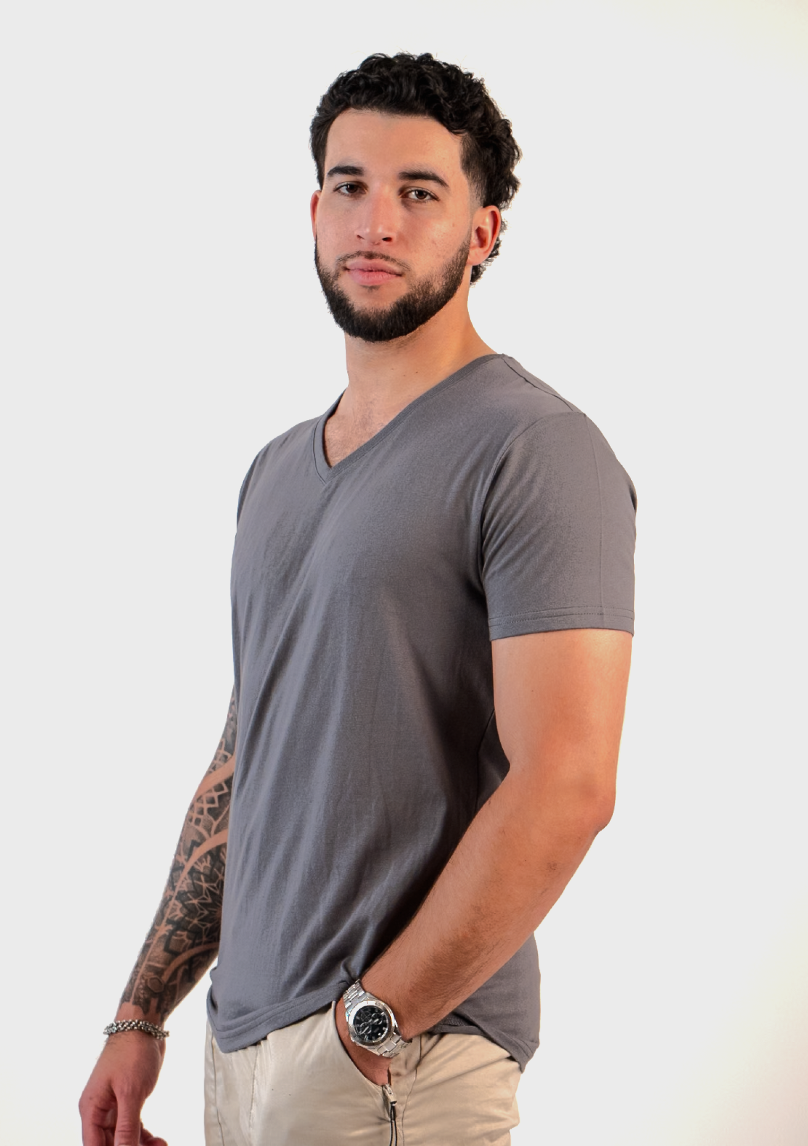 Dark Grey V-Hals T-shirt