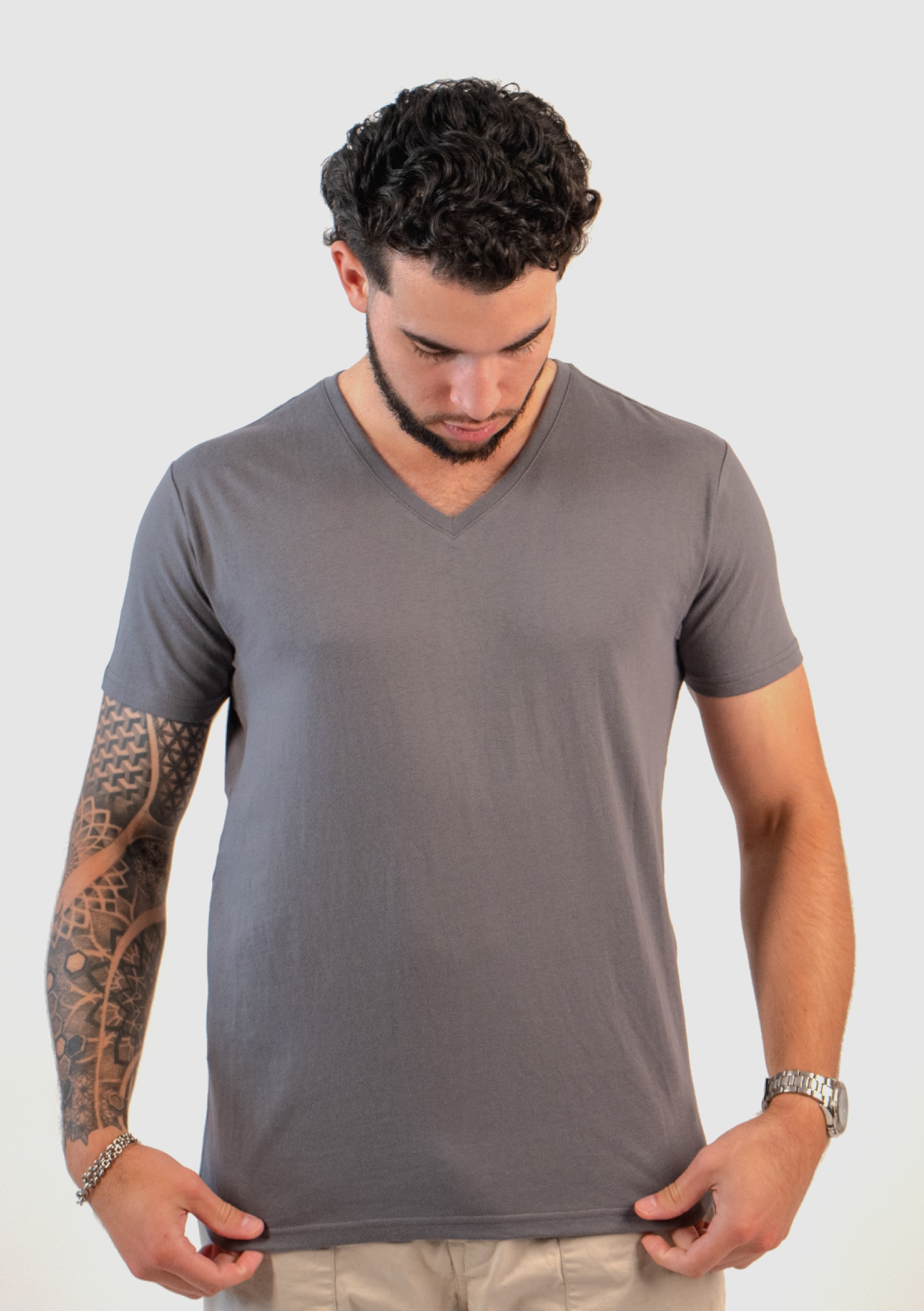 Dark Grey V-Hals T-shirt