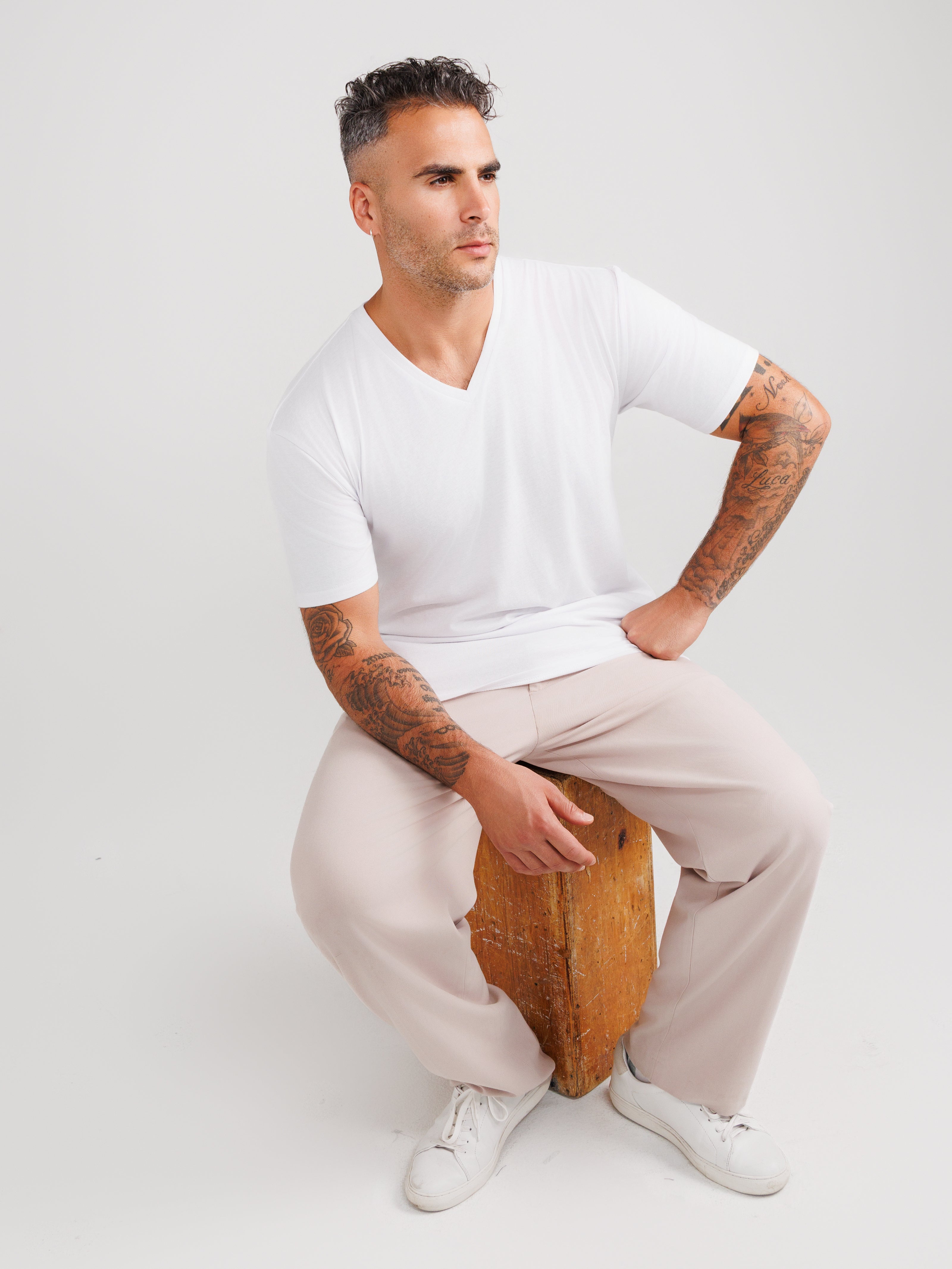 White V-neck 6-pack
