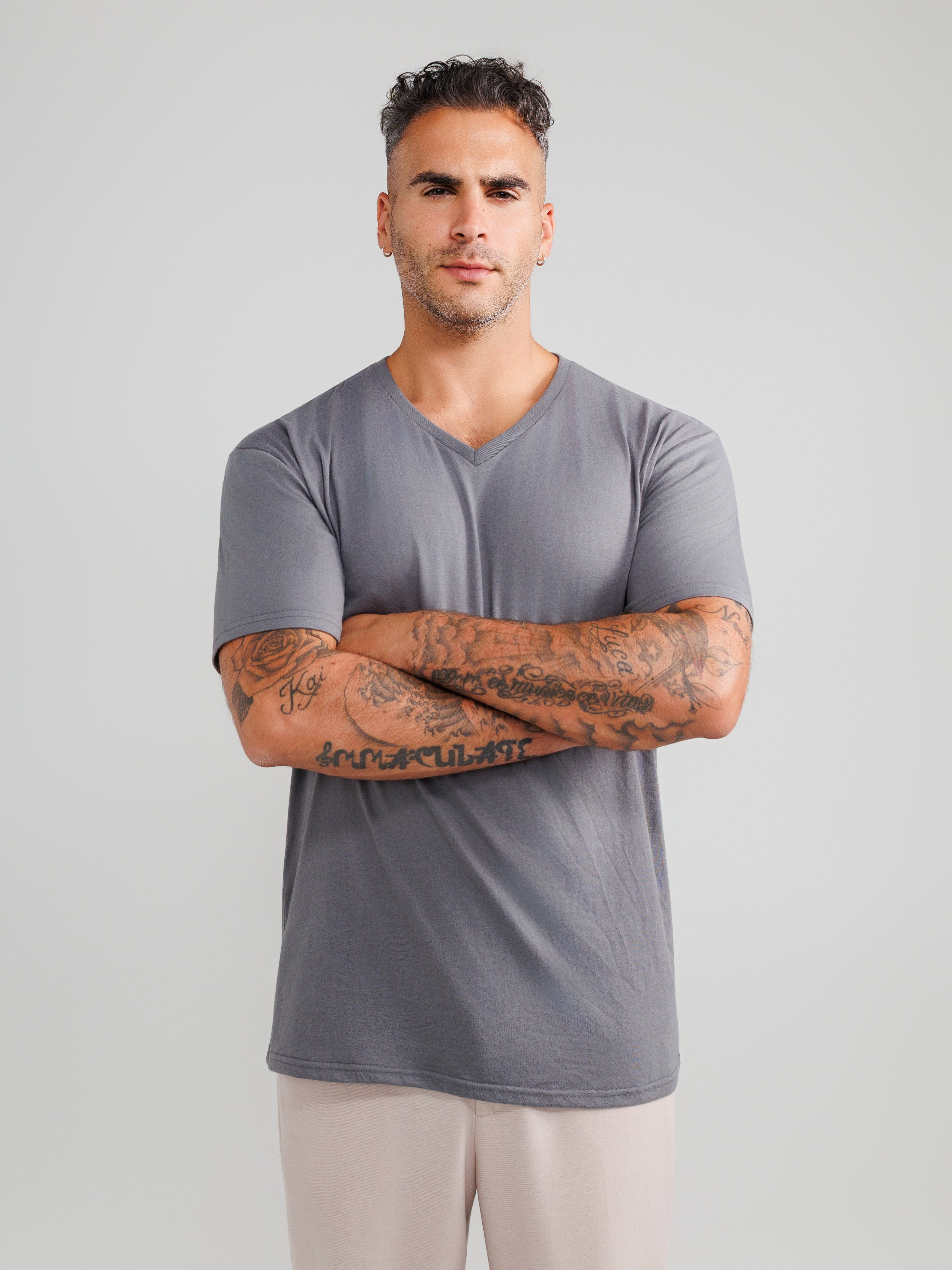 Dark Grey V-Hals T-shirt